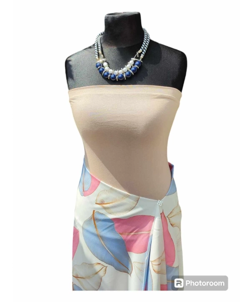 Krótki top damski plażowy Bluzka bez ramiączek - beżowy